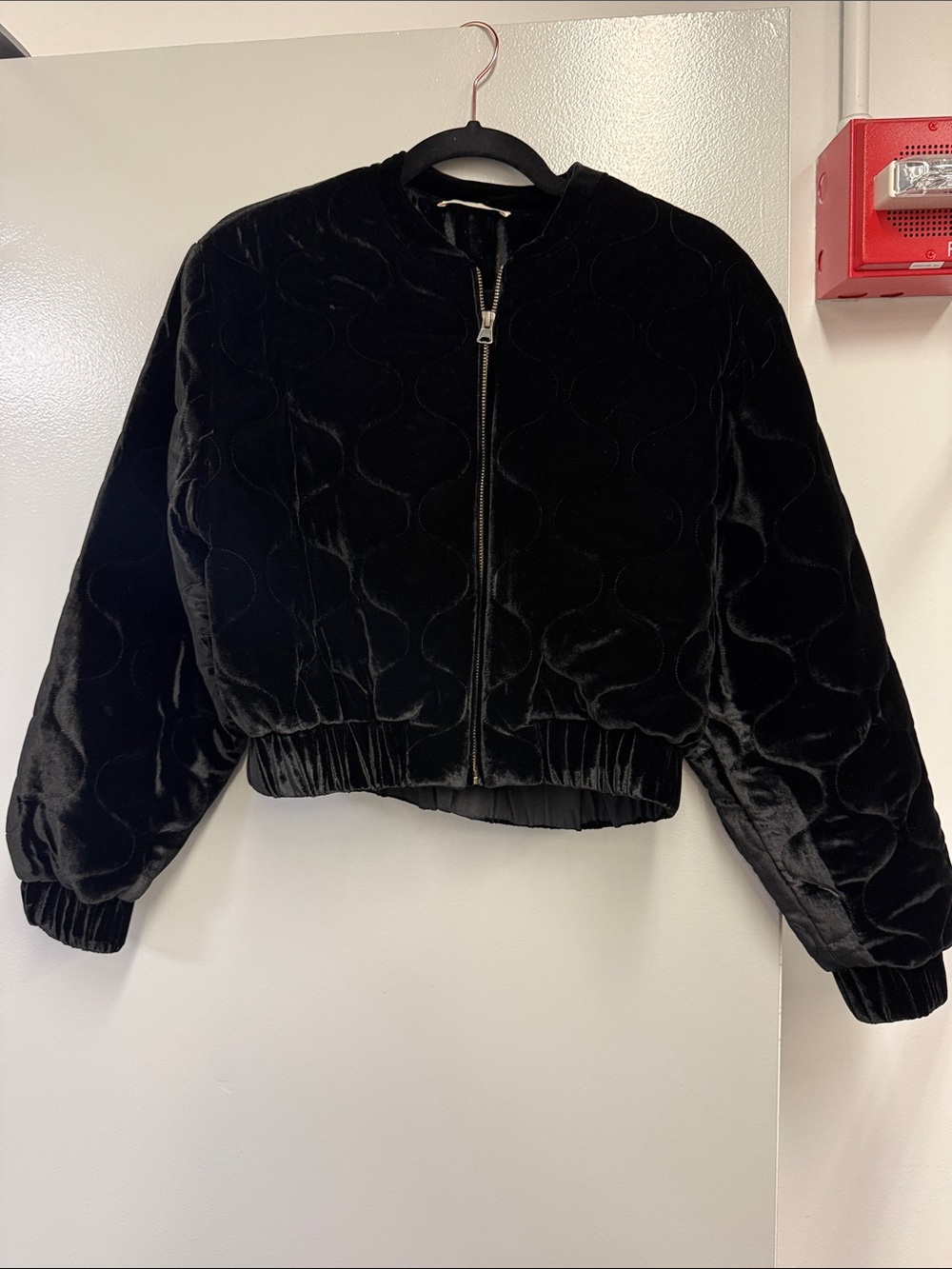 Ulla Johnson Black Quilted Velvet Bomber Jacket - Women's